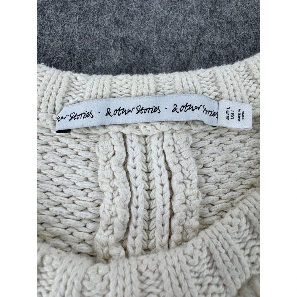 & Other Stories Sweater Womens Large Cream Beige Chunky Cable Knit Wool Blend - Picture 4 of 10